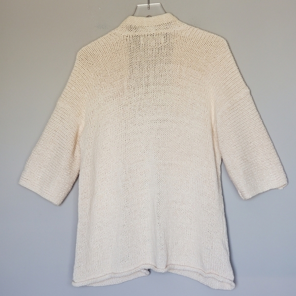 Ann Taylor Loft Chunky Knit Open Front Pocket Cardigan Sweater Cream Size Medium - Picture 2 of 8